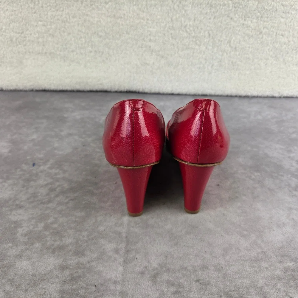 Alfani Womens Red Patent Peep Toe Wedge Heels Pumps Red Textured S1874 Size 7M